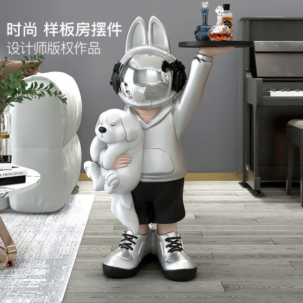 迎宾宇航员兔子客厅落地摆件茶几托盘电视柜旁边乔迁新居软装
