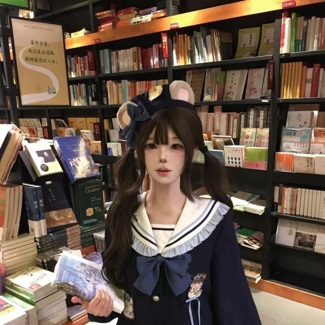 韩系可爱学院风jk水手服兔警官海军领设计感上衣高腰百褶裙两件套