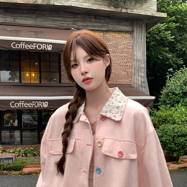 美式高街甜美风夹克女2024秋季新款宽松bf多巴胺外套韩版ins超火
