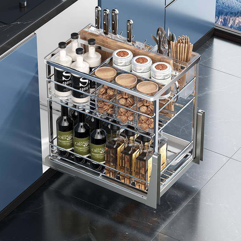 304实心不锈钢调味拉篮抽屉式厨房橱柜墙边极窄柜收纳柜,特色手工艺,其他特色工艺品,淘宝优惠券,粉丝福利购,淘宝优惠卷