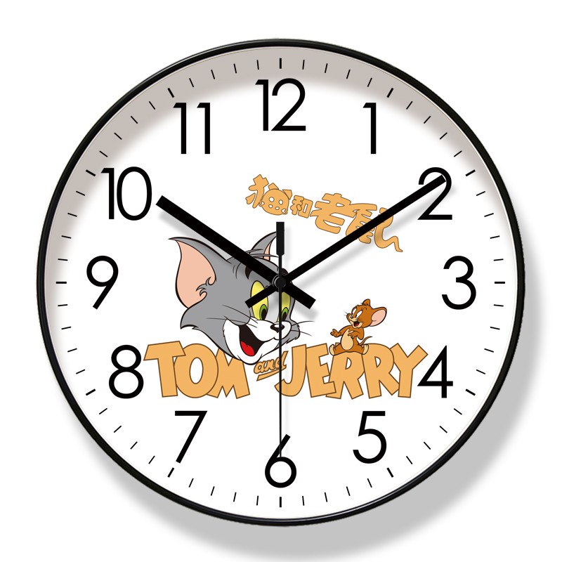 易普拉8002挂钟客厅时针简约猫和老鼠家用钟表现S代自动对时电波