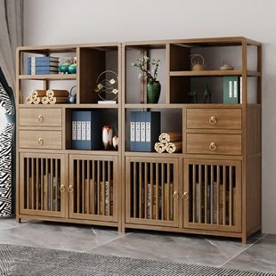 小型实木博古架客厅茶室收纳置物陈列架新中式办公多宝阁茶叶茶具