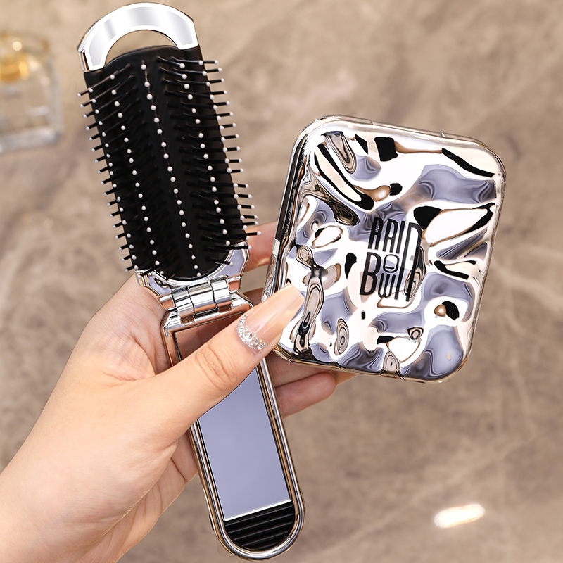 随身可携式梳子折叠气垫梳带镜子女士专用I小梳子镜子一体顺髪按