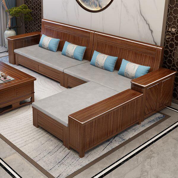 花梨木实木沙发组合客厅贵妃转角新中式冬夏两用大小户型储物家具