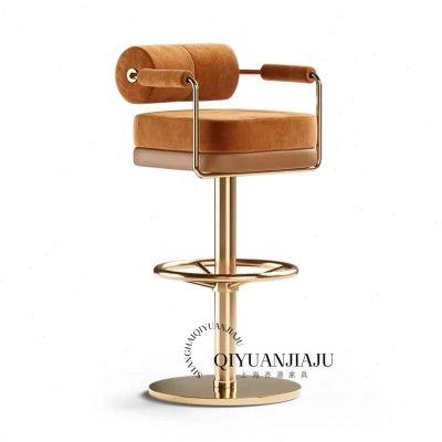 简约现代轻奢吧台椅北欧旋转吧台椅意式咖啡厅高脚凳精品前台吧椅