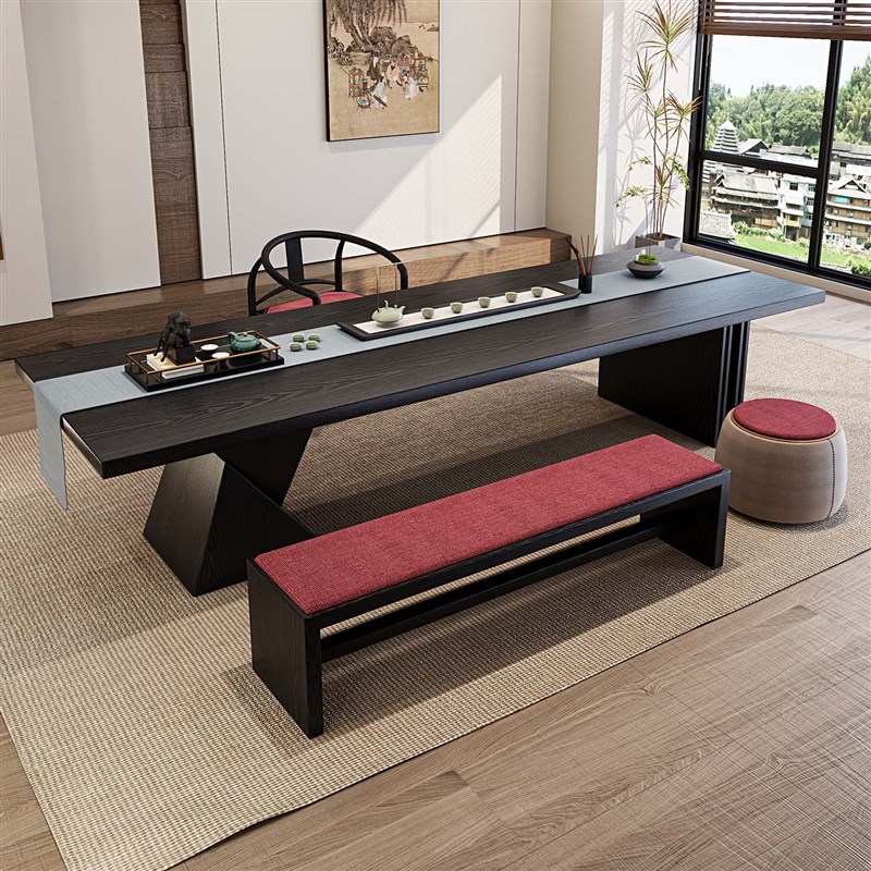 侘寂风实木茶桌椅组合家用茶台民宿酒店泡茶桌宋氏美学Z茶室大板