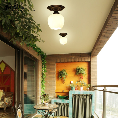 过道灯走廊灯阳台灯玄关吸顶灯美式简约门厅入户单头玻璃小廊灯