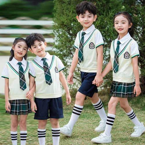 幼儿园园服夏装英伦风六一儿童演出服夏季小学生毕业班服短袖套装