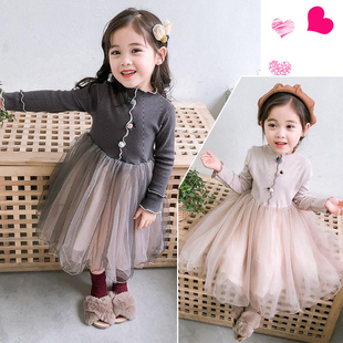 童装女童秋冬装加绒加厚公主裙宝宝3-12岁网纱裙洋气女孩公主裙子