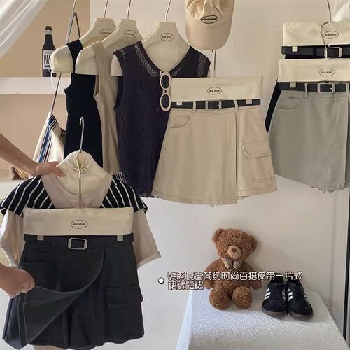 复古美式休闲时髦不规则牛仔短裙裤女夏酷飒A字包臀防走光半身裙