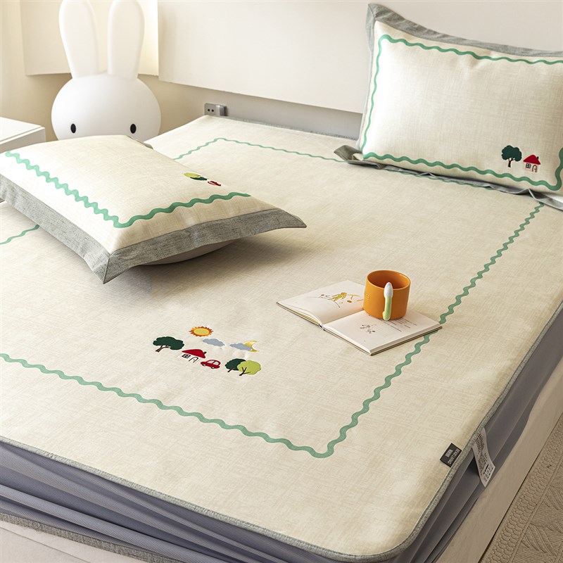 婴儿级冰丝席三件套夏季凉席1.5/1.8床笠款可折叠水洗空调软席子