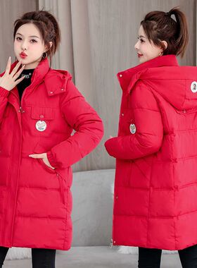 整张棉冬季新款羽绒棉衣女中长款流行棉服宽松显瘦洋气棉袄外套女