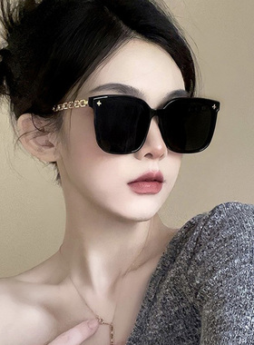 级感墨镜女2025新款 夏季偏光遮阳镜 太阳眼镜大脸显瘦金属腿