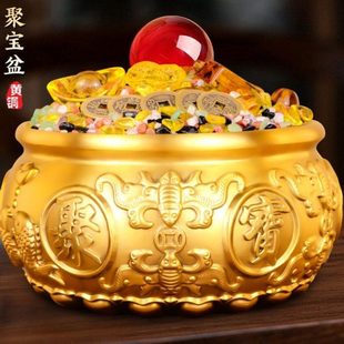沈万三 聚宝盆生意人家里聚财财位铜制铜质招财发财客厅旺宅摆件