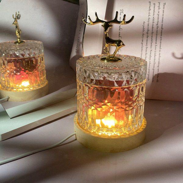 金色麋鹿玻璃杯 香薰晶石精油 家用小清新生日小夜灯香氛欧式摆件