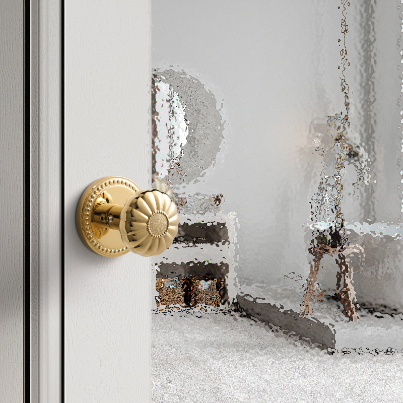 金色轻奢卫生间单舌门锁室t内浴室厕所木门锁静音球锁三杠锁无钥