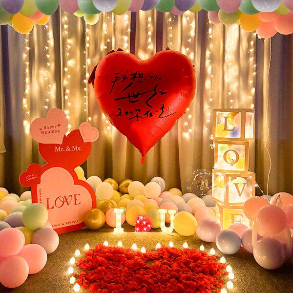 网红求婚布置道具创意用品场景现场表白生日浪漫室内气球装饰套餐