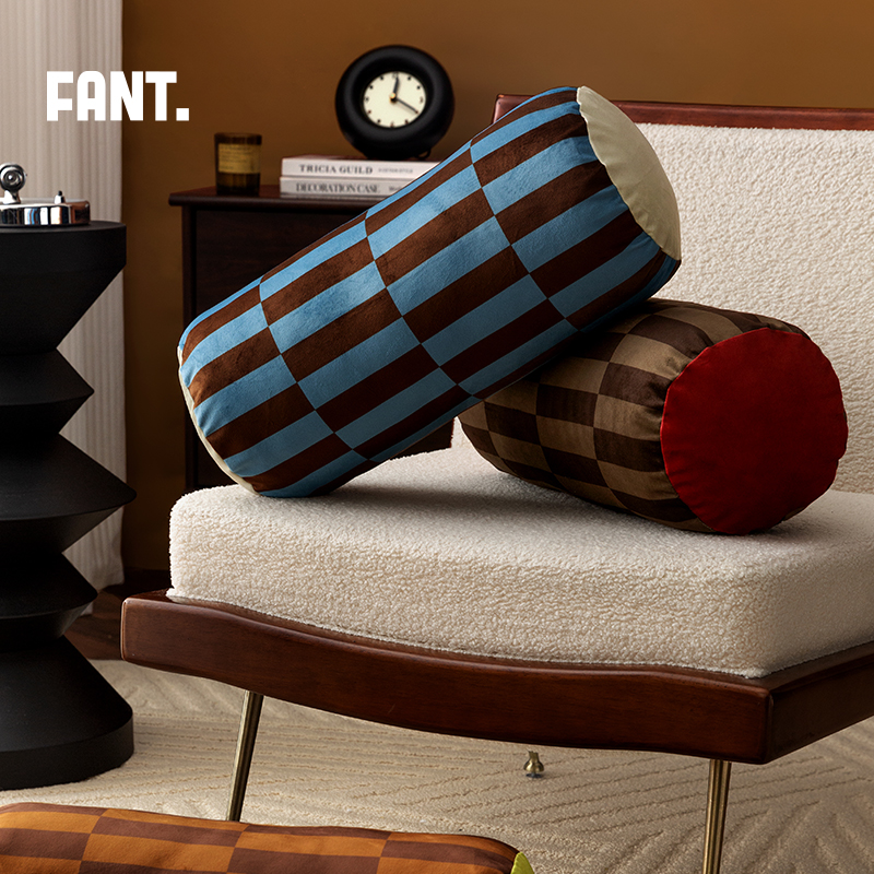 午后柏林中古风沙发抱枕圆柱长条扶手枕高级感多巴胺床头靠枕腰枕