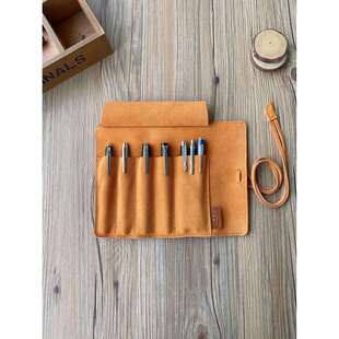 办公笔收纳笔袋手工简单的民族风格便携式文具真皮笔窗帘礼品保护