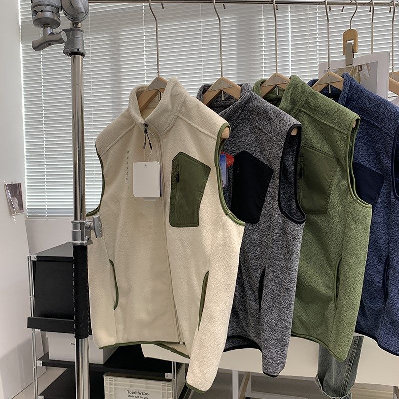 摇粒绒小马甲 秋冬季 日系覆古宽松单口袋立领休闲背心男女外套潮,男装,常规马甲,淘宝优惠券,粉丝福利购,淘宝优惠卷