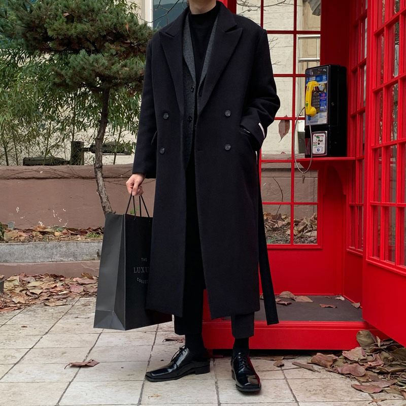 冬季加厚毛呢大衣男长款过膝大码宽松韩版高级感呢子男款风衣外套,男装,毛呢大衣,淘宝优惠券,粉丝福利购,淘宝优惠卷