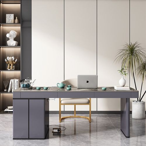 轻奢岩板茶桌椅组合现代简约办公茶台茶具套装一体家用功夫泡茶桌