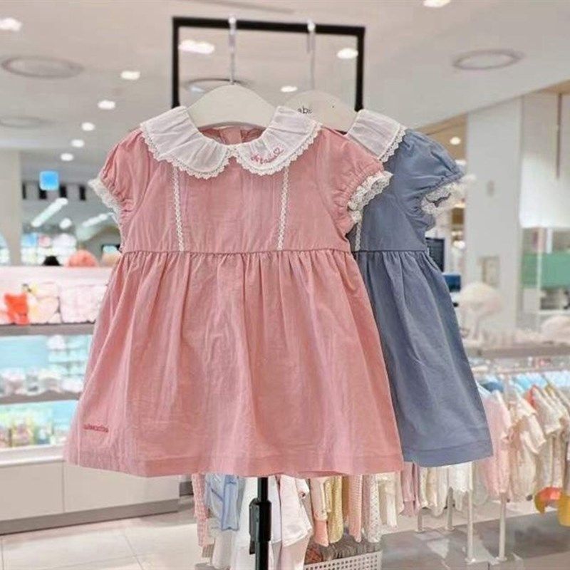 韩国童装 夏新款女童宝洋气花边领短袖连衣裙 甜美学院风公主裙,童装/婴儿装/亲子装,连衣裙,淘宝优惠券,粉丝福利购,淘宝优惠卷