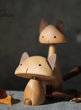 猫咪礼物个性可爱桌面摆件卡通呆萌实木工艺颜值纪念品