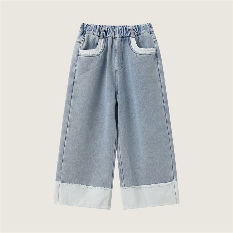 女童牛仔裤秋冬2024新款儿童洋气宽松阔腿裤子加绒翻边牛仔裤时髦,童装/婴儿装/亲子装,儿童牛仔裤,淘宝优惠券,粉丝福利购,淘宝优惠卷