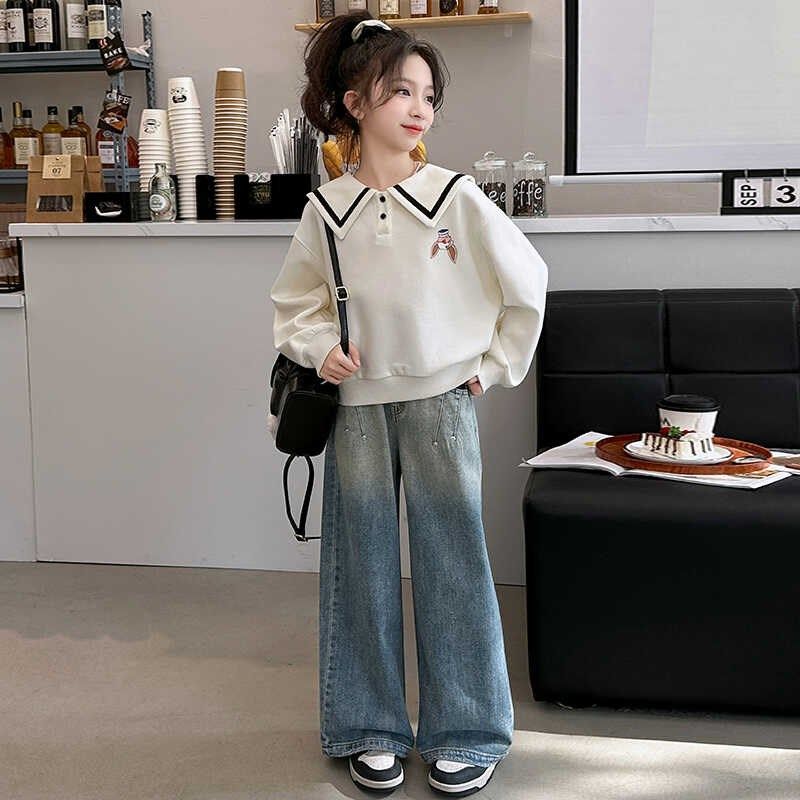 女童卫衣套装春秋2024新款洋气女大童秋季儿童装牛仔阔腿裤两件套,童装/婴儿装/亲子装,套装,淘宝优惠券,粉丝福利购,淘宝优惠卷