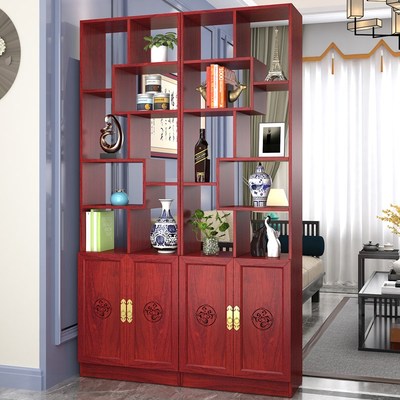 博古架展示柜屏风隔断客厅简约现代茶置物架实木中式多宝阁玄关柜