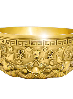 铜聚宝盆摆件 客厅电视柜存钱罐工艺品办公桌家居装饰品 开业礼品