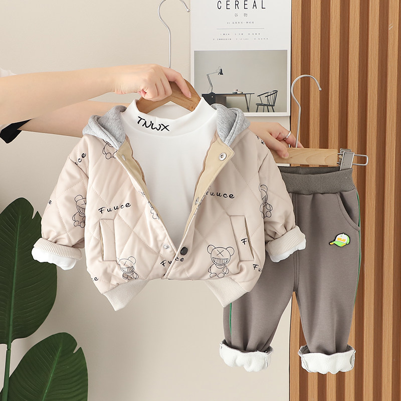 男童加厚棉衣套装洋派宝宝秋冬季酷帅气三件套1一3岁儿童冬季衣服,童装/婴儿装/亲子装,套装,淘宝优惠券,粉丝福利购,淘宝优惠卷