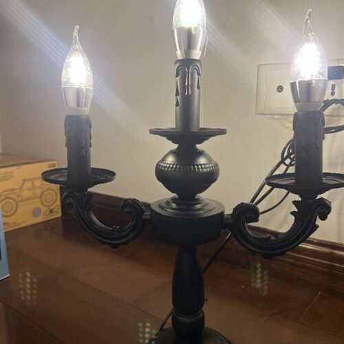 客厅美式台灯复古怀旧led卧室床头欧式蜡烛奢华教堂台灯铁艺插电