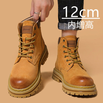 12cm厚底马丁靴男高帮户外真皮