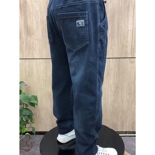 弹力直筒老爹牛仔裤 黑灰小直角裤 宽松中年男士 哈伦裤 休闲裤 春秋季