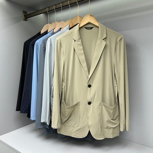 休闲西服防晒透气西装 意式 修身 级超轻薄牛奶丝弹力男士 外套 千元