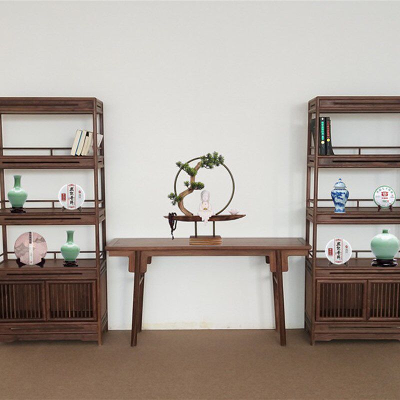 实木玄关桌新中式现代简约条案禅意供桌玄关台黑胡桃端景台条几