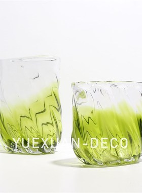 粤萱简约现代橄榄绿琉璃花器摆件售楼处样板间酒店家庭家居软装