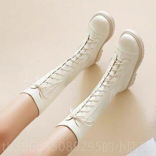 高档女童长丁靴子2024秋冬季白色高儿筒靴走秀演单靴童马靴出公主