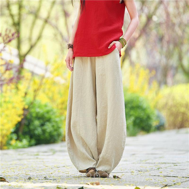 高档秋白色太极裤棉麻太极拳春服装陈功沟女练服宽松时尚家亚麻晨图片