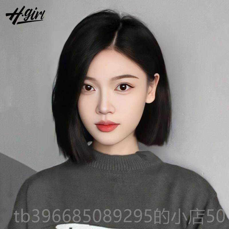 高档假短发女发真发头套蕾全自然时尚真中分一刀切丝无痕彷真整顶