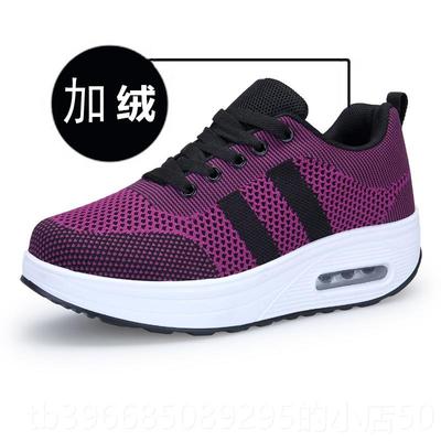 高档春季妈妈鞋女透网面摇鞋女厚鞋底摇增高气气垫鞋休闲运动鞋健