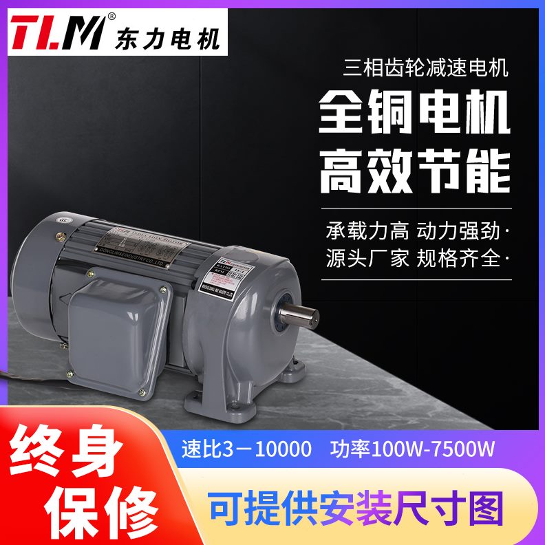 东力齿轮减速电机750W三相380V220V立卧式交流变频调速低速1500W