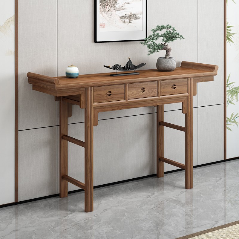 新中式玄关桌老榆木条案入户进门简约供桌佛桌玄关V供台实木玄关