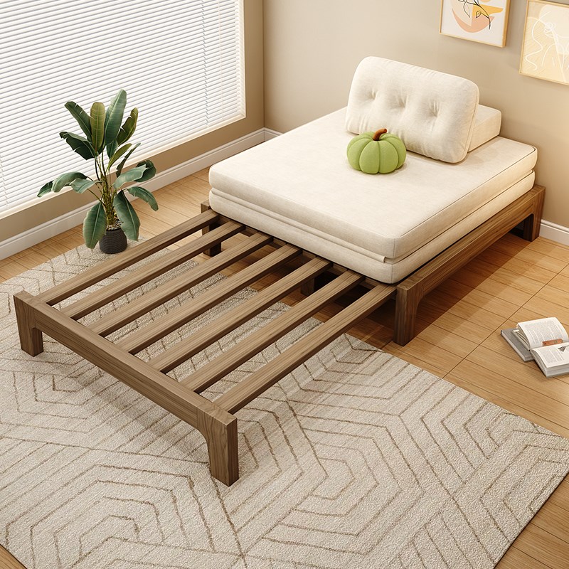折叠抽拉b实木床两用沙发床全实木小户型家用客厅卧室榻榻米伸缩