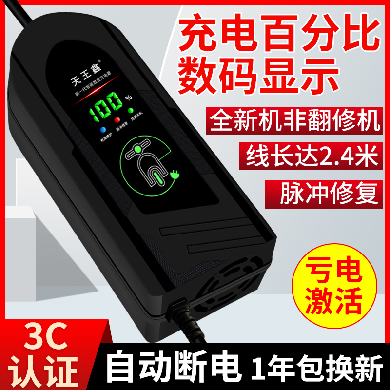 自动断电电动车电瓶充电器48V12AH60V20AH72爱玛雅迪台铃三轮通用