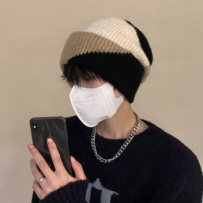 针织帽男款冬季男士帽子加厚毛线帽潮保暖护耳时尚男生冬帽大头围