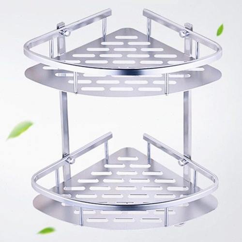 壁挂厨房洗手间墙角不锈铝收纳三角形浴室家用打孔免卫生间置物架