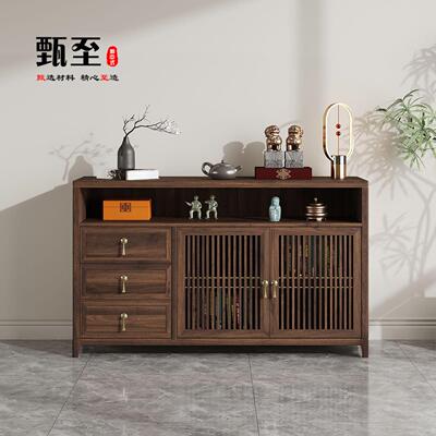 【行舟】北美黑胡桃实木餐边柜宋式美学现代客厅玄关置物装饰边柜